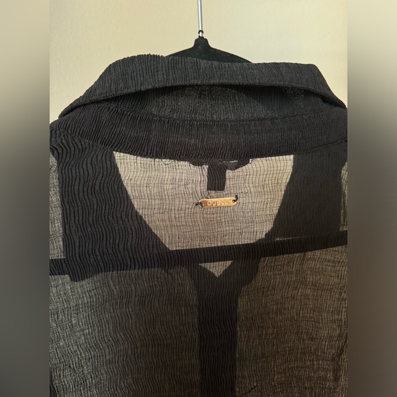 Guess Yora Sheer Black Blouse M - Picture 6 of 6